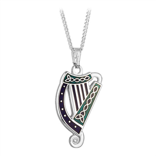 Book of Kells Harp Blue and Green Necklace