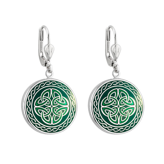 Book of Kells Green Celtic Knot Earrings