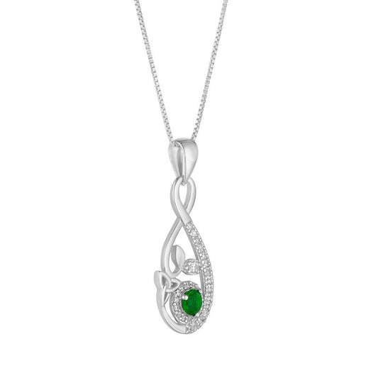 Sterling Silver Green CZ Celtic Drop Necklace