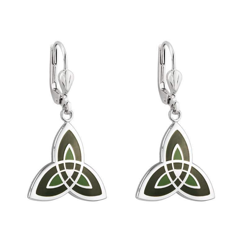Book of Kells Green Trinity Knot Earrings