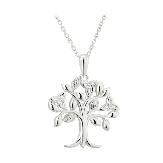 Solvar Sterling Silver Crystal Tree of Life Necklace