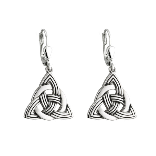 Rhodium Celtic Trinity Knot Earrings