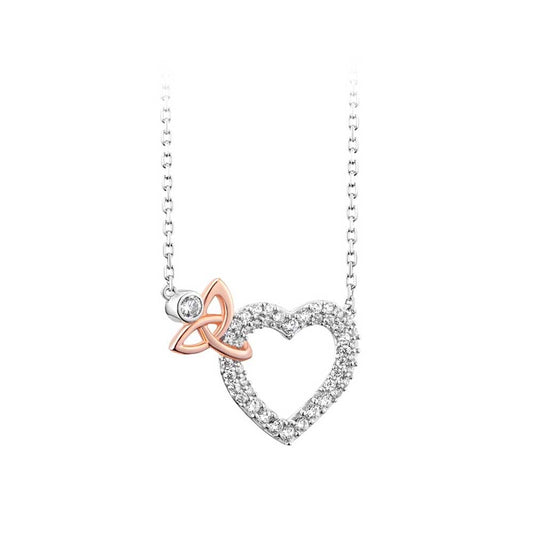 Sterling Gold Plated Heart Trinity Knot Crystal Necklace