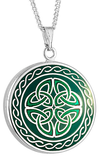 Book of Kells Green Celtic Knot Necklace