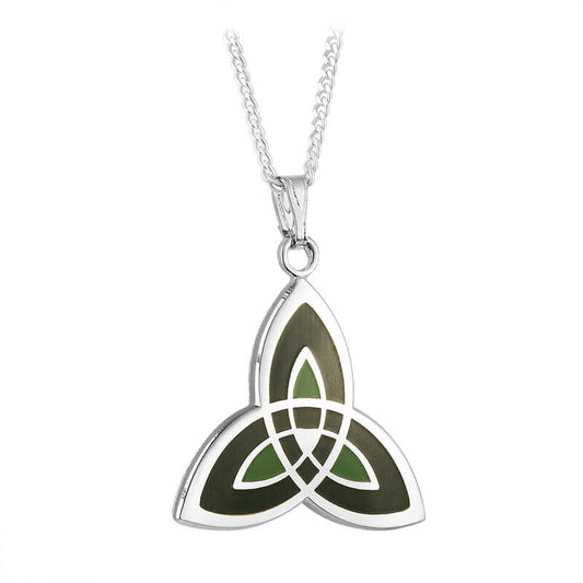 Book of Kells Green Trinity Knot Necklace