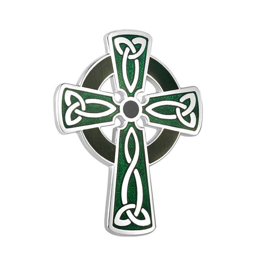 Book of Kells Green Celtic Cross Brooch
