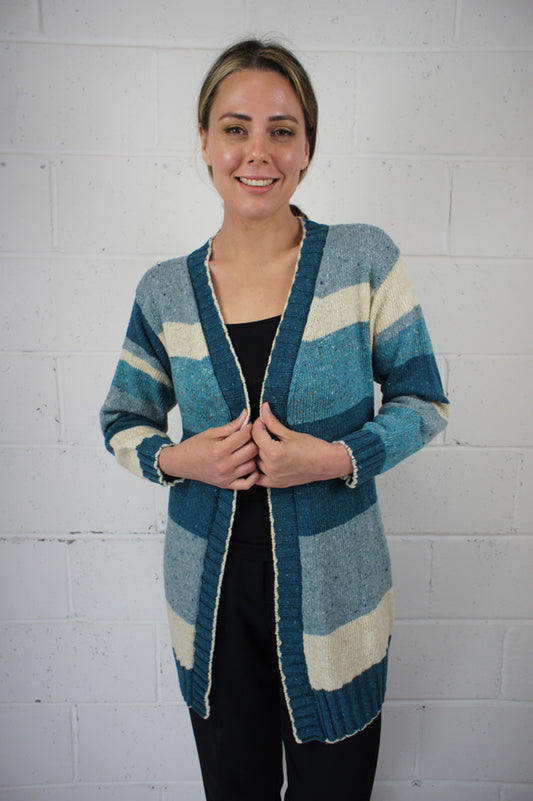 Bill Baber Marcia Long Cardigan Striped