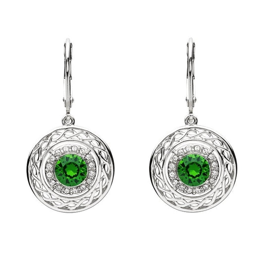 ShanOre Sterling Silver Green Crystal Celtic Earrings