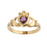 14K. Gold Amethyst and Diamond Claddagh Ring