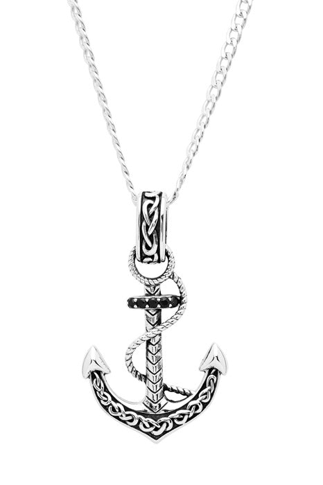 ShanOre Sterling Silver Gents Spinel Anchor Pendant
