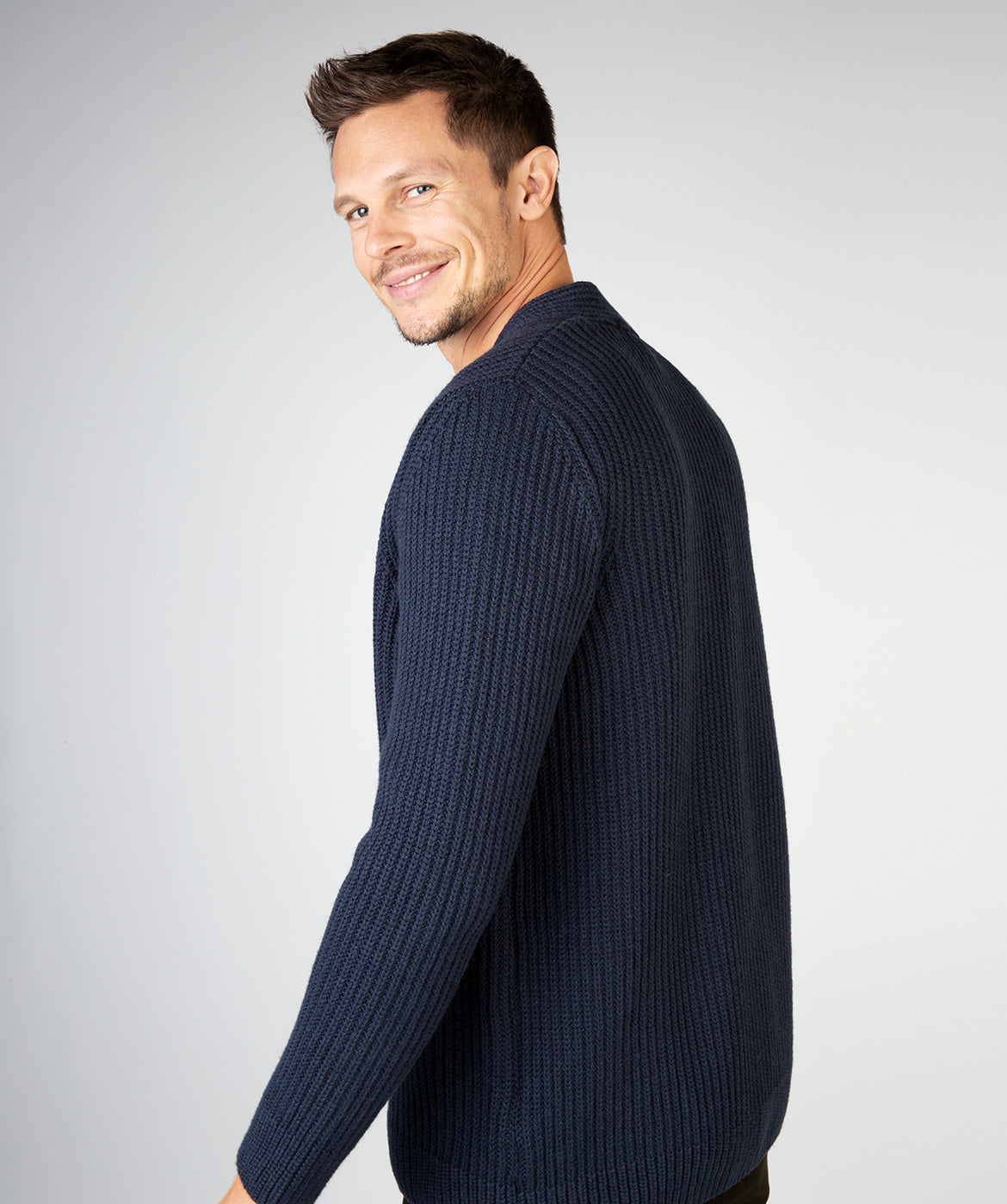 Mens crew neck cardigan clearance