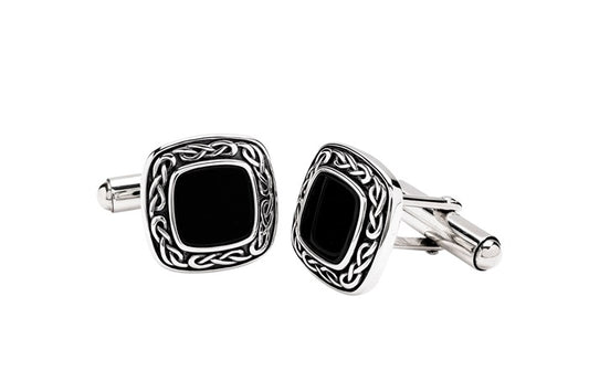 ShanOre Sterling Silver Gents Onyx Celtic Cufflinks