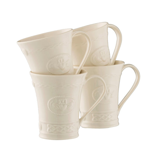 Belleek Set of 4 Claddagh Mugs