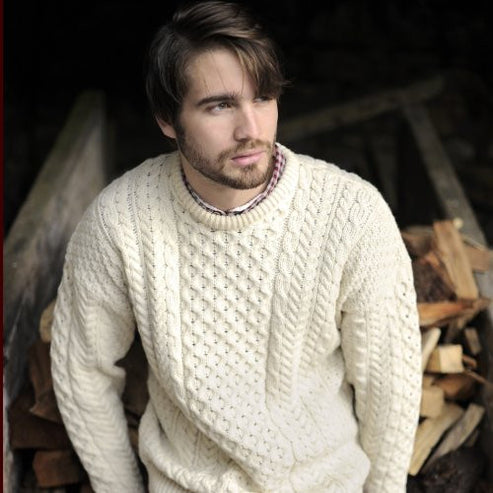 Traditional Crew Sweater in Natural – O'Meara's Irish House