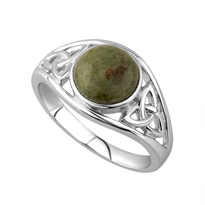 Sterling Silver & Connemara Marble Trinity Dome Ring