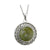 Rhodium Connemara Marble Round Celtic Pendant