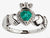 ShanOre 14k White Gold Ladies Empress Claddagh Ring With Emerald & Diamond
