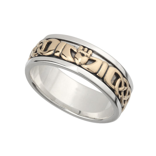 Silver and 10K. Gold Men's Claddagh Band