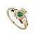 Solvar 10K. Gold Green Agate and CZ Claddagh Ring