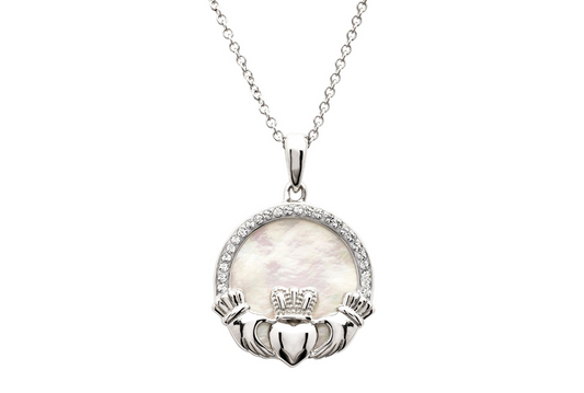 ShanOre Sterling Silver Mother of Pearl Claddagh Necklace