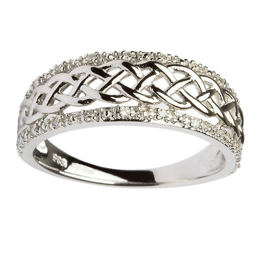 ShanOre 14k White Gold Ladies Celtic Knot Diamond Ring