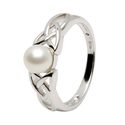 ShanOre Sterling Silver Pearl Trinity Knot Ring