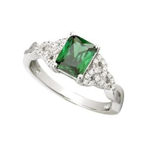 Sterling Silver Green Crystal Trinity Knot Ring