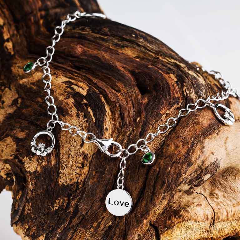 Claddagh Charm Bangle Bracelet