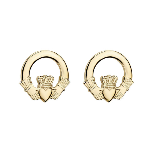 14k Gold Claddagh Stud Earrings