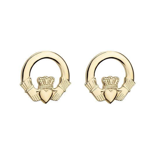 Solvar 14k Gold Claddagh Stud Earrings