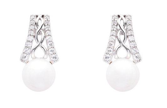 ShanOre Sterling Silver Trinity with Pearl/CZ  Stud Earrings