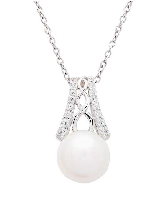 ShanOre Sterling Silver Celtic Twist Pearl & CZ Necklace