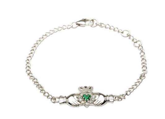 ShanOre Sterling Silver Stone Set Claddagh Bracelet