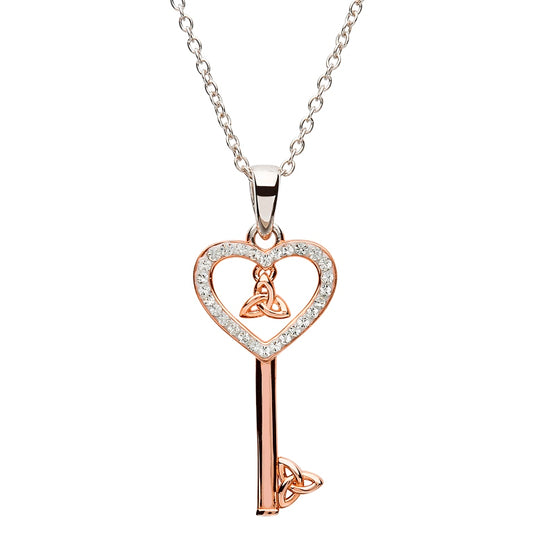 ShanOre SS Swarovski® Crystal Rose Gold Plated Celtic Key Necklace