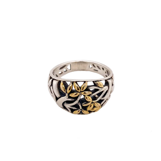 Keith Jack Sterling Silver and 18k Gold Tree of Life Ring