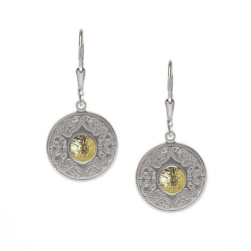 Boru Small Silver Earrings with 18K Gold Beads